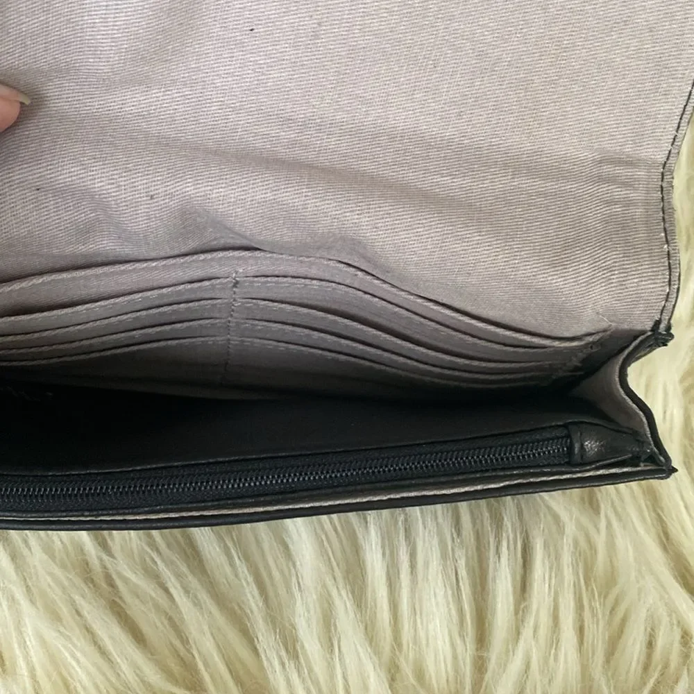 Elegant Black Quality Leather 2-in-One Clutch Wallet NWT